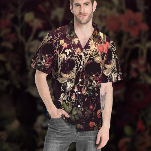 Gearhumans 3D Bloom Skull Custom Hawaii Shirt GS14052133 Hawai Shirt 