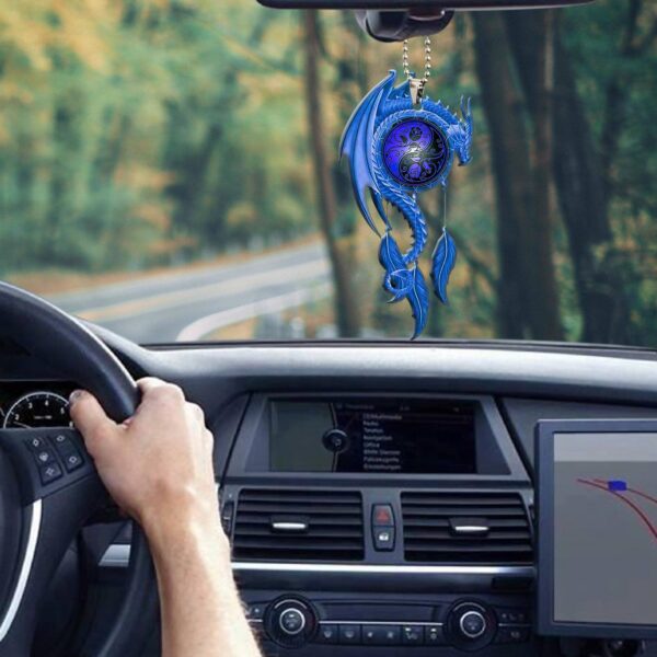Gearhumans 3D Blue Dragon Dreamcatcher Car Hanging GJ27052109 Car Hanging
