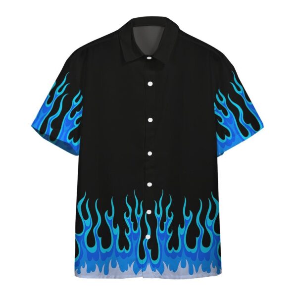 Gearhumans 3D Blue Hot Rod Flames Custom Short Sleeve Shirt GS1406214 Hawai Shirt Hawai Shirt S 