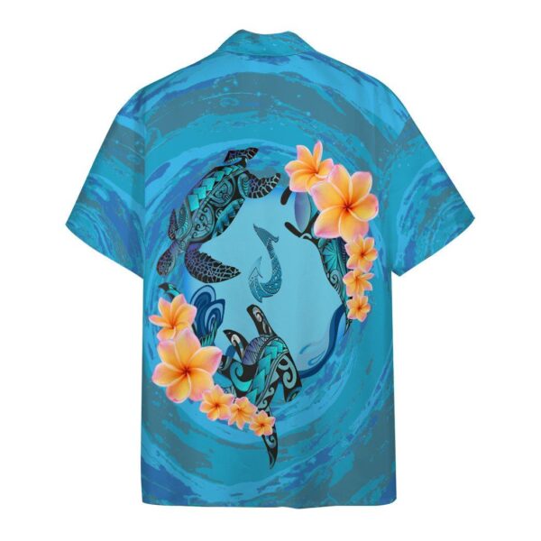 Gearhumans 3D Blue Plumeria Maori Turtles Custom Short Sleeve Shirt GS23062116 Hawai Shirt