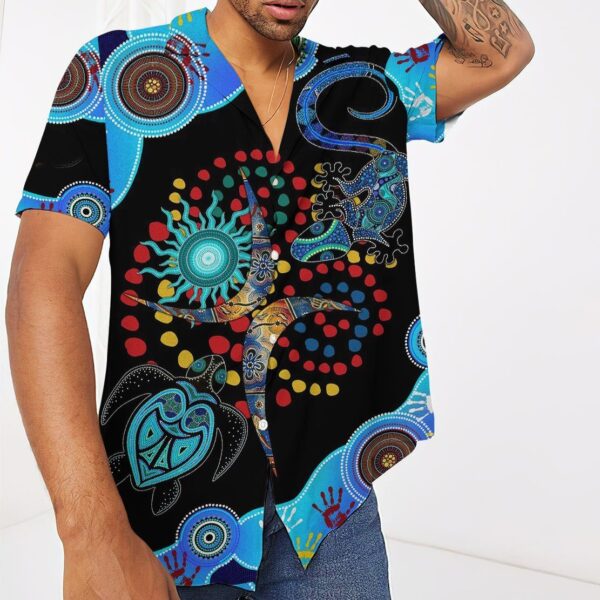 Gearhumans 3D Blue Turtle Lizard Hawaii Shirt ZK13045 Hawai Shirt 