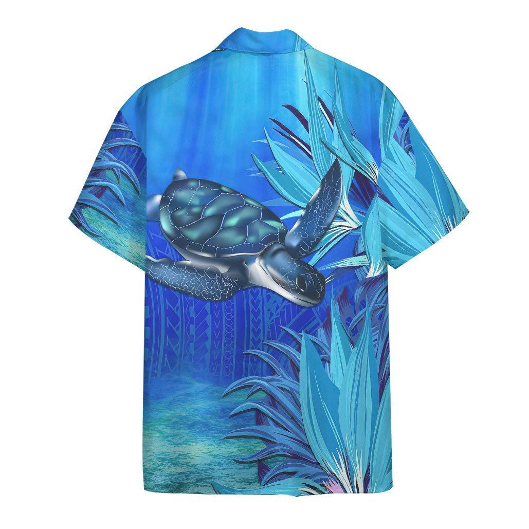 Gearhumans 3D Blue Turtle Paradise Hawaii Shirt ZB17037 Hawai Shirt