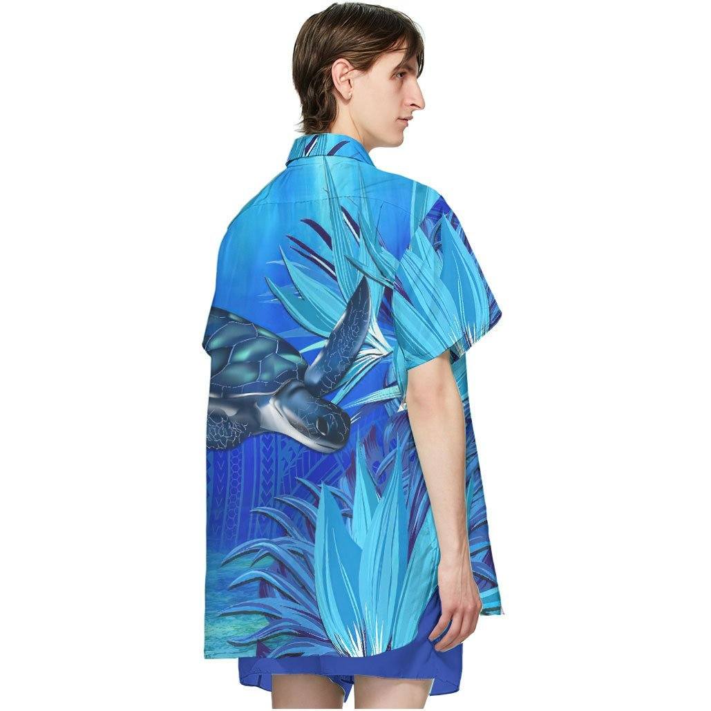 Gearhumans 3D Blue Turtle Paradise Hawaii Shirt ZB17037 Hawai Shirt