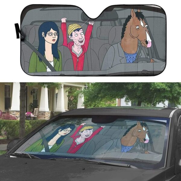 gearhumans 3D BoJack Horseman Custom Car Auto Sunshade GL27074 Auto Sunshade 