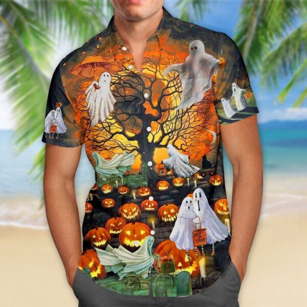 Gearhumans 3D Boo Halloween Hawaii Shirt hawaii Short Sleeve Shirt