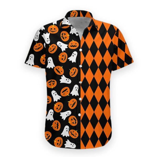 Gearhumans 3D Boo Pumpkin Halloween Hawaii Shirt hawaii Short Sleeve Shirt S