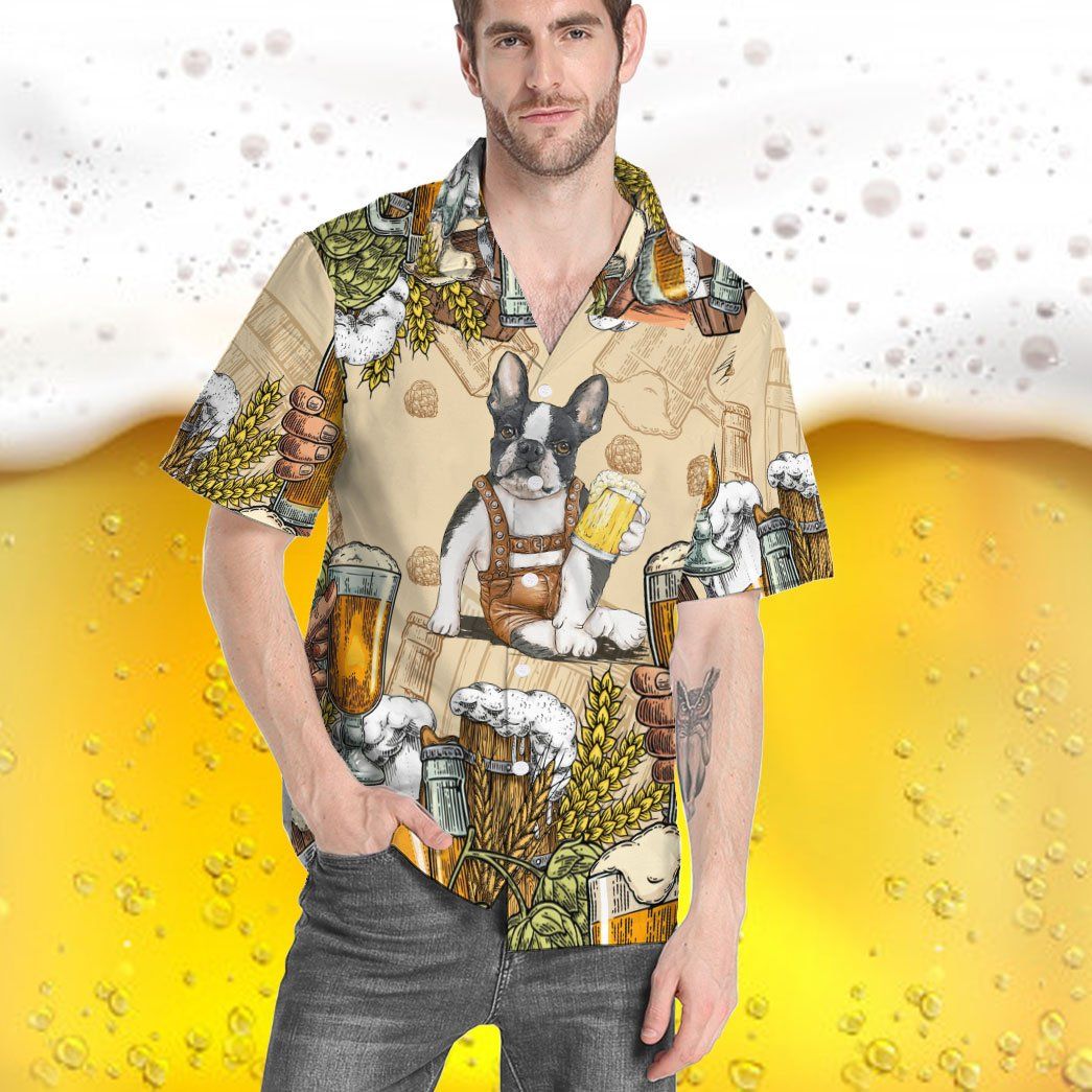 Gearhumans 3D Boston Terrier and Beer Custom Hawaii Shirt GS0807213 Hawai Shirt