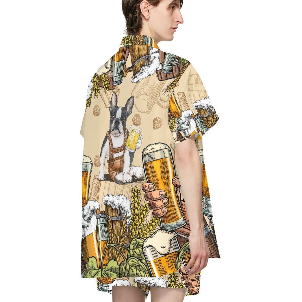 Gearhumans 3D Boston Terrier and Beer Custom Hawaii Shirt GS0807213 Hawai Shirt