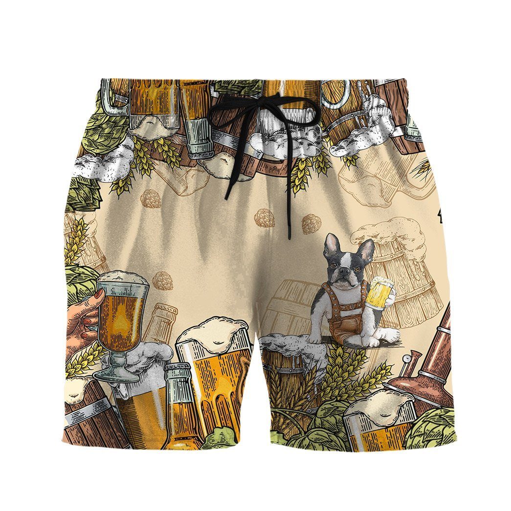 Gearhumans 3D Boston Terrier and Beer Custom Hawaii Shirt GS0807213 Hawai Shirt Men Shorts S