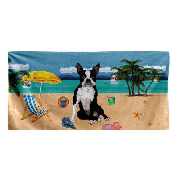 Gearhumans 3D Boston Terrier Dog Custom Beach Towel GW11052111 Towel Towel 60''x30'' 