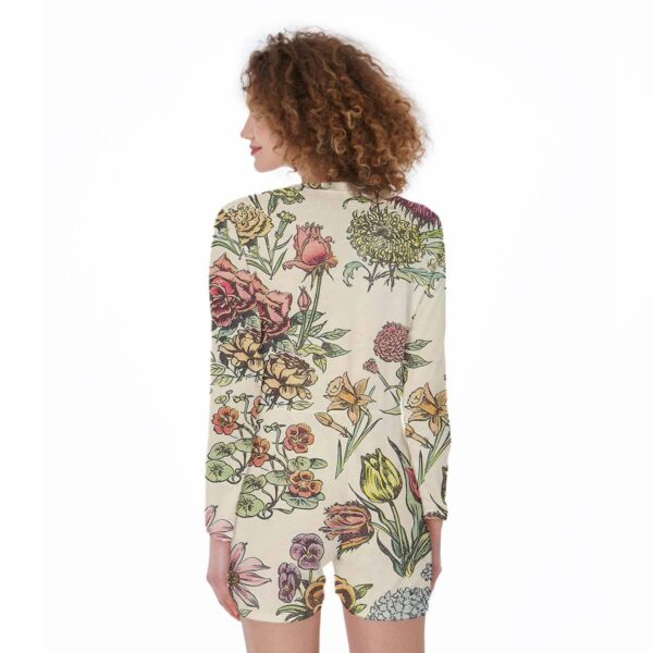 Gearhumans 3D Botanical Vintage Custom One Piece Womens Pajamas GS0107214 One piece women pajamas