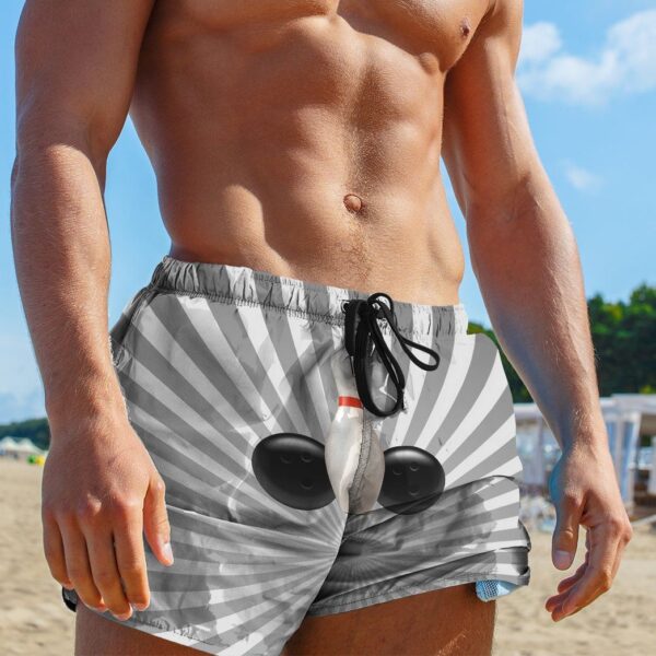 Gearhumans 3D Bowling Pin And Ball Custom Beach Shorts Swim Trunks GS12052110 Men Shorts