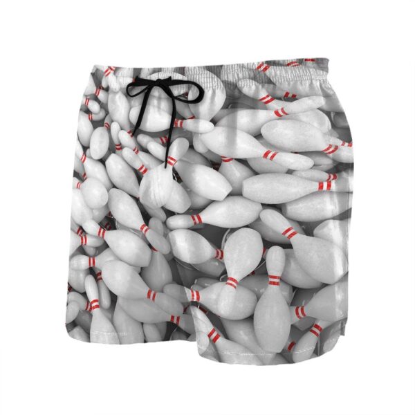 Gearhumans 3D Bowling Pins Custom Beach Shorts Swim Trunks GS1205213 Men Shorts