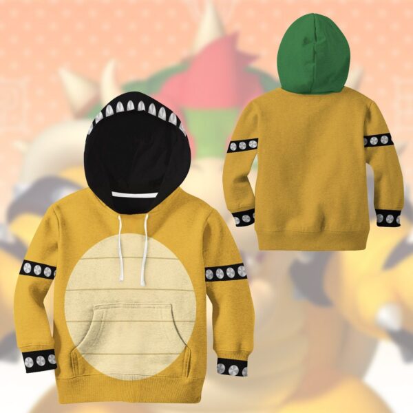 Gearhumans 3D Bowser Custom Kid Hoodie GW2506211 Kid 3D Apparel 