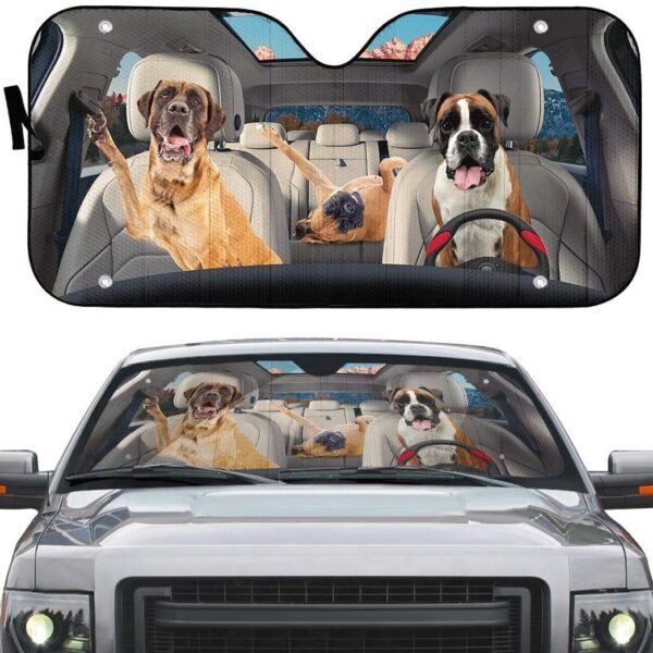 gearhumans 3D Boxer Family Custom Car Auto Sunshade GL23074 Auto Sunshade 
