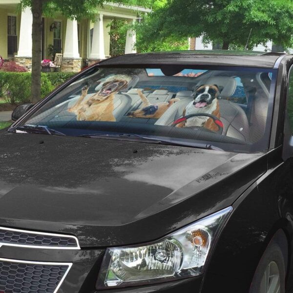 gearhumans 3D Boxer Family Custom Car Auto Sunshade GL23074 Auto Sunshade