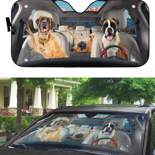 gearhumans 3D Boxer Family Custom Car Auto Sunshade GL23074 Auto Sunshade 