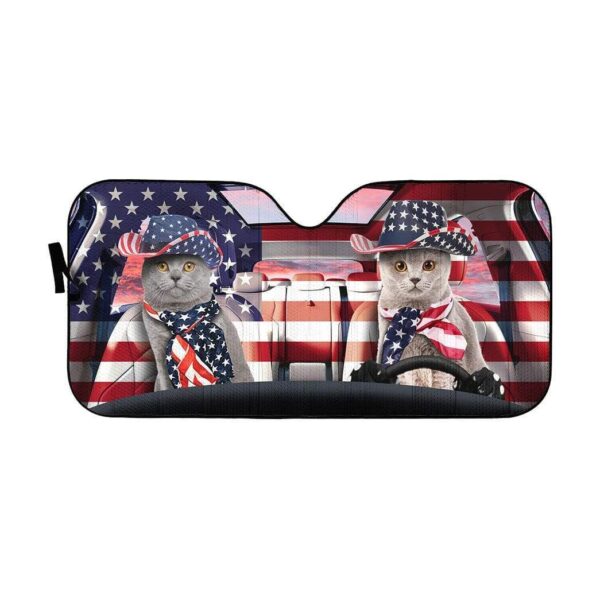 gearhumans 3D British Shorthair Cat Custom Car Auto Sunshade GV02065 Auto Sunshade 57''x27.5'' 