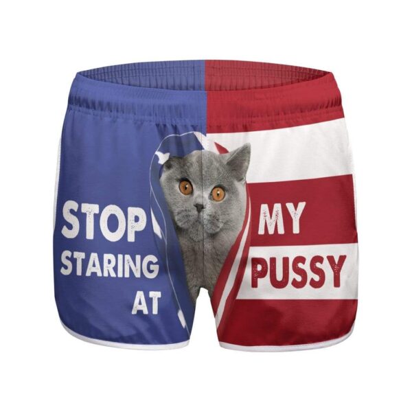 Gearhumans 3D British Shorthair Cat Stop Staring at My Pussy Custom Women Beach Shorts Swim Trunk GV30075 Women Shorts