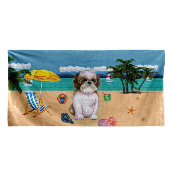 Gearhumans 3D Brown Shih Tzu Dog Custom Beach Towel GW12052135 Towel Towel 60''x30'' 
