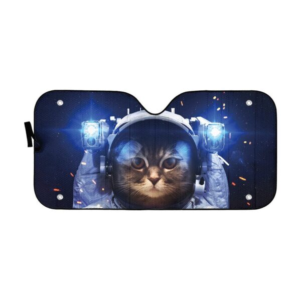 Gearhumans 3D Brown Tabby Cat Astronaut Custom Car Auto Sunshade GO23042119 Auto Sunshade 57''x27.5'' 