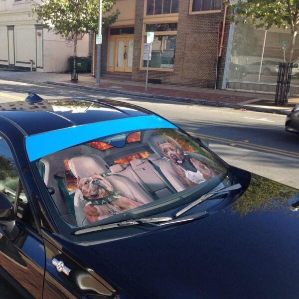 gearhumans 3D Buff Pit Bulls Custom Car Auto Sunshade GS30078 Auto Sunshade 