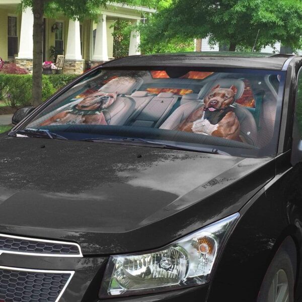 gearhumans 3D Buff Pit Bulls Custom Car Auto Sunshade GS30078 Auto Sunshade