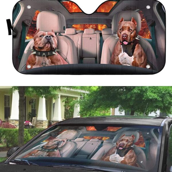 gearhumans 3D Buff Pit Bulls Custom Car Auto Sunshade GS30078 Auto Sunshade 