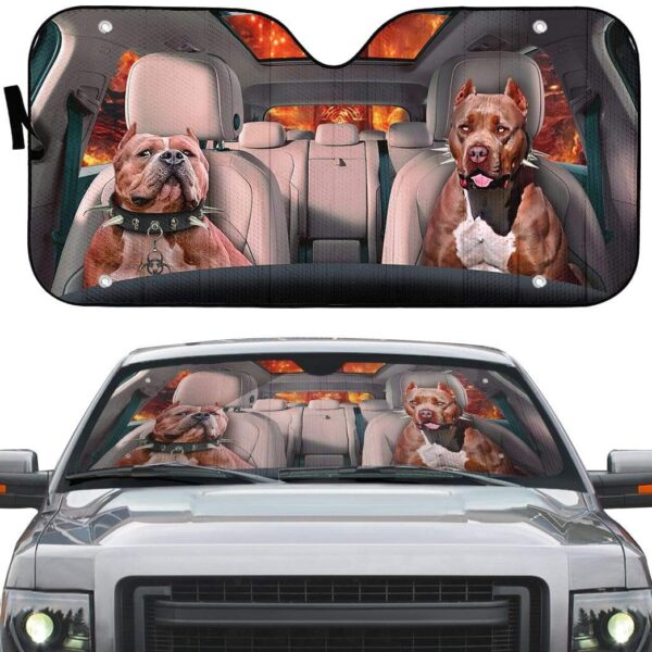 gearhumans 3D Buff Pit Bulls Custom Car Auto Sunshade GS30078 Auto Sunshade 