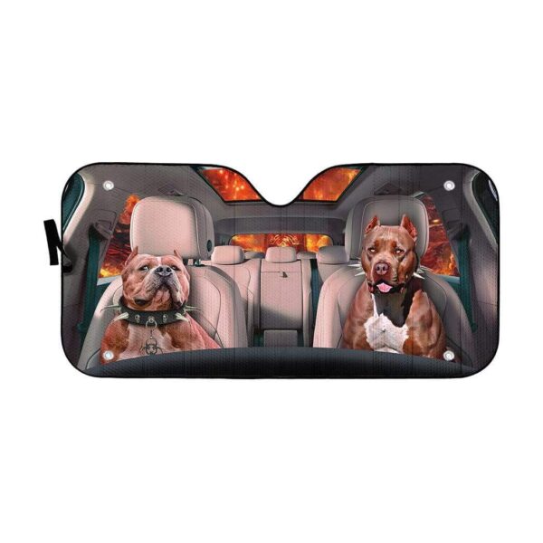 gearhumans 3D Buff Pit Bulls Custom Car Auto Sunshade GS30078 Auto Sunshade 57''x27.5'' 