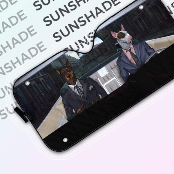 gearhumans 3D Bull Terrier And Doberman Custom Car Auto Sunshade GL07071 Auto Sunshade