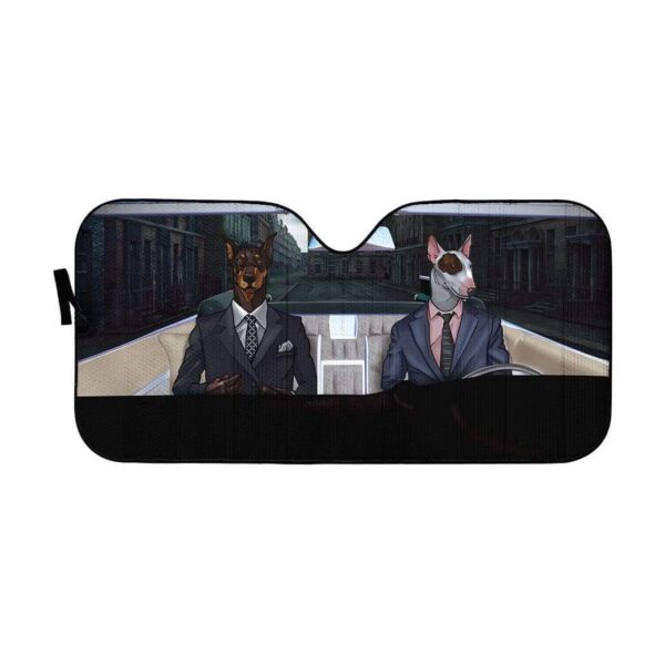 gearhumans 3D Bull Terrier And Doberman Custom Car Auto Sunshade GL07071 Auto Sunshade 57''x27.5'' 