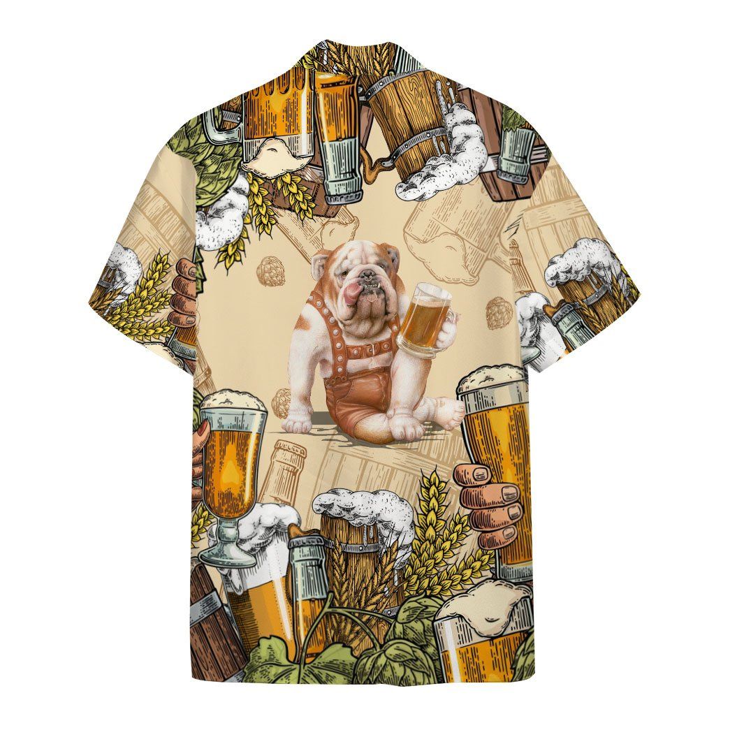 Gearhumans 3D Bulldog and Beer Custom Hawaii Shirt GS07072115 Hawai Shirt