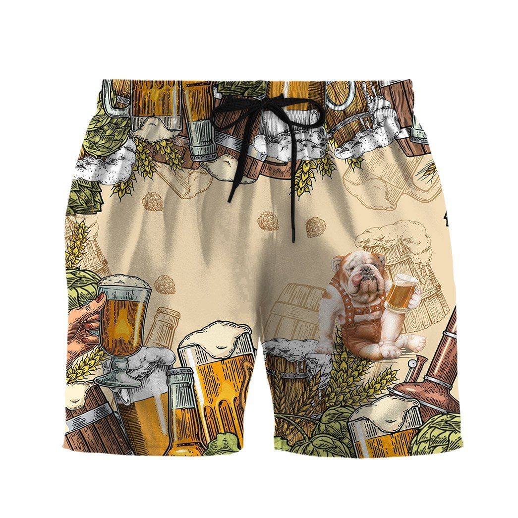 Gearhumans 3D Bulldog and Beer Custom Hawaii Shirt GS07072115 Hawai Shirt Men Shorts S
