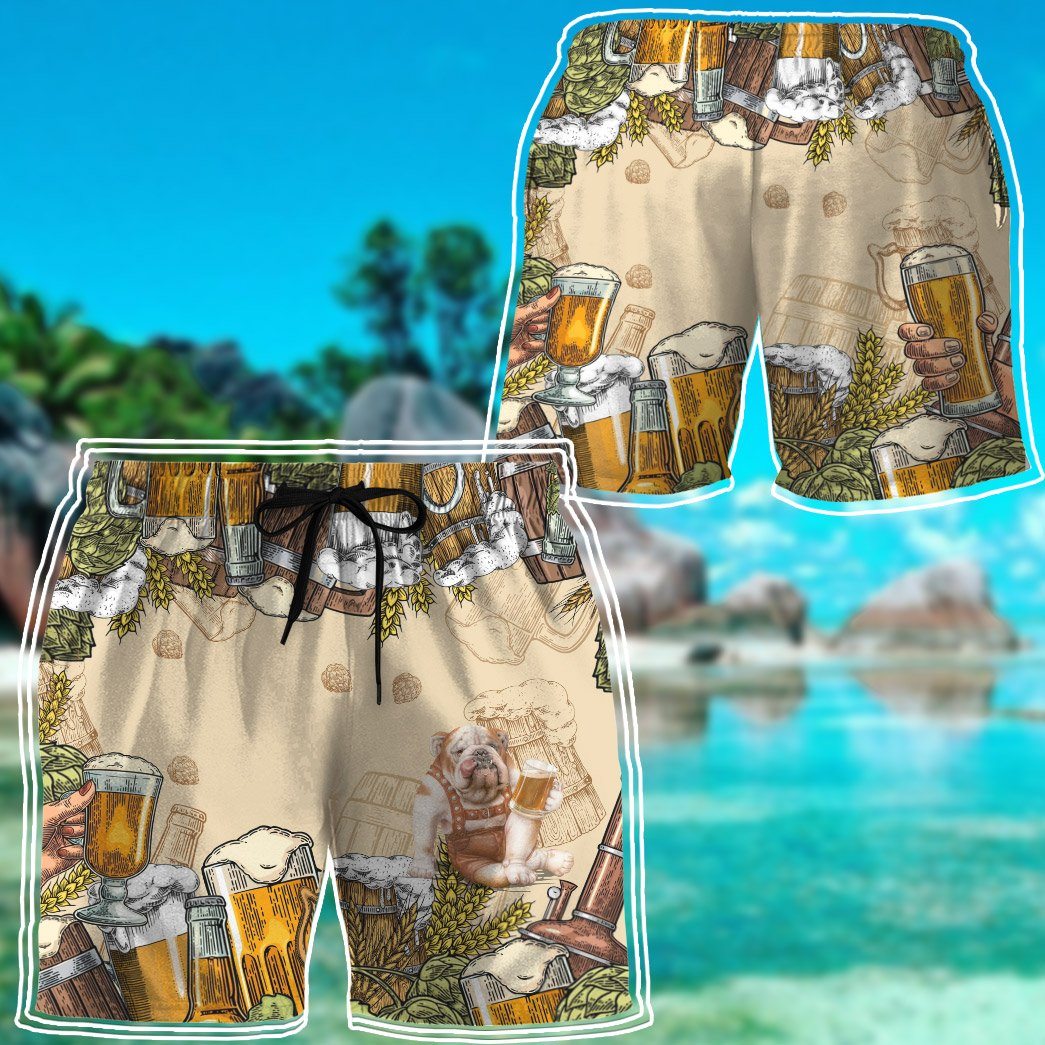 Gearhumans 3D Bulldog and Beer Custom Men Short GS06072116 Men Shorts