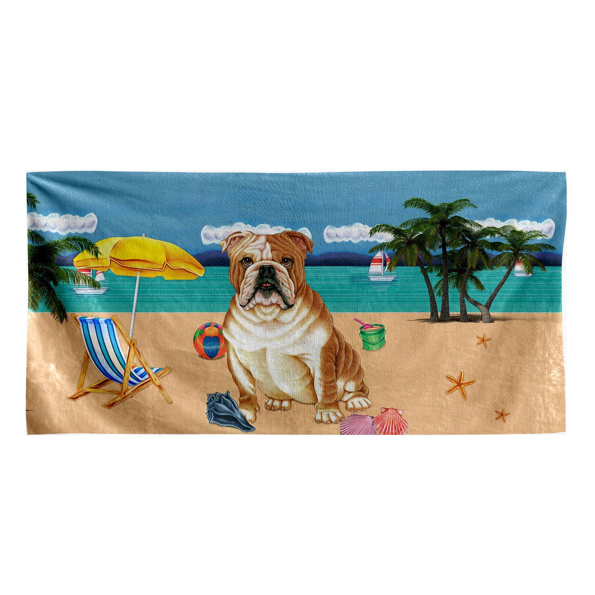 Gearhumans 3D Bulldog Custom Beach Towel GW11052113 Towel Towel 60''x30''