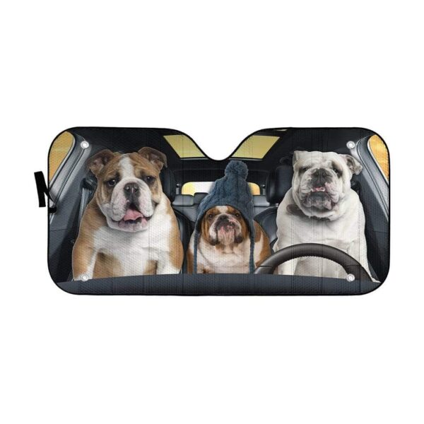gearhumans 3D Bulldog Custom Car Auto Sunshade GD1105112 Auto Sunshade 57''x27.5'' 