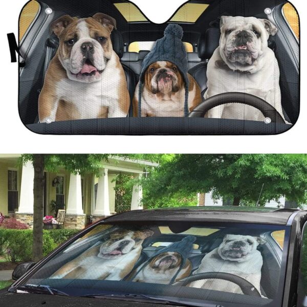 gearhumans 3D Bulldog Custom Car Auto Sunshade GD1105112 Auto Sunshade 