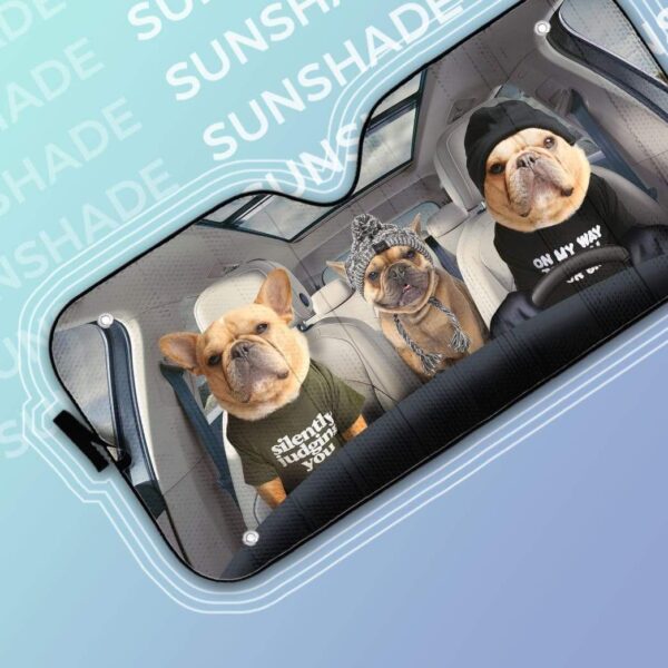 gearhumans 3D Bulldog Family Custom Car Auto Sunshade GW12065 Auto Sunshade 