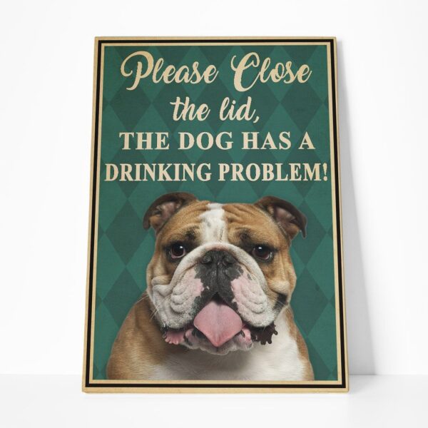 Gearhumans 3D Bulldog Please Close The Lid Custom Canvas GW05059 Canvas 1 Piece Non Frame M