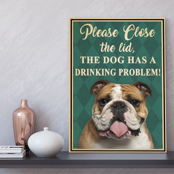 Gearhumans 3D Bulldog Please Close The Lid Custom Canvas GW05059 Canvas 