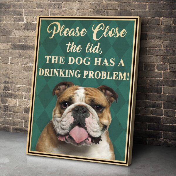 Gearhumans 3D Bulldog Please Close The Lid Custom Canvas GW05059 Canvas 