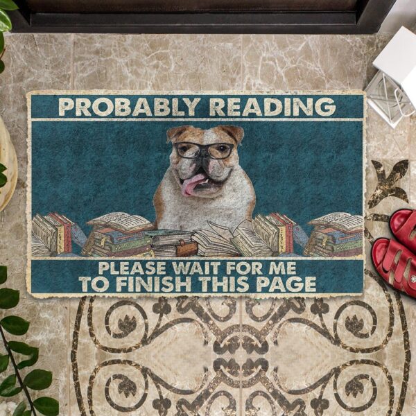Gearhumans 3D Bulldog Probably Reading Please Wait Custom Doormat GW28052113 Doormat