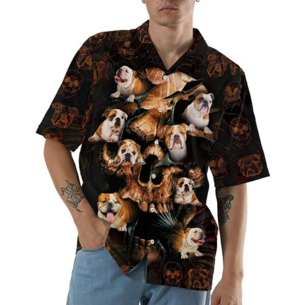 Gearhumans 3D Bulldog Skull Hawaii Shirt ZZ07042 Hawai Shirt 