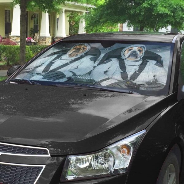 gearhumans 3D Bulldog Space Shuttle Space Force Custom Car Auto Sunshade GV18061 Auto Sunshade