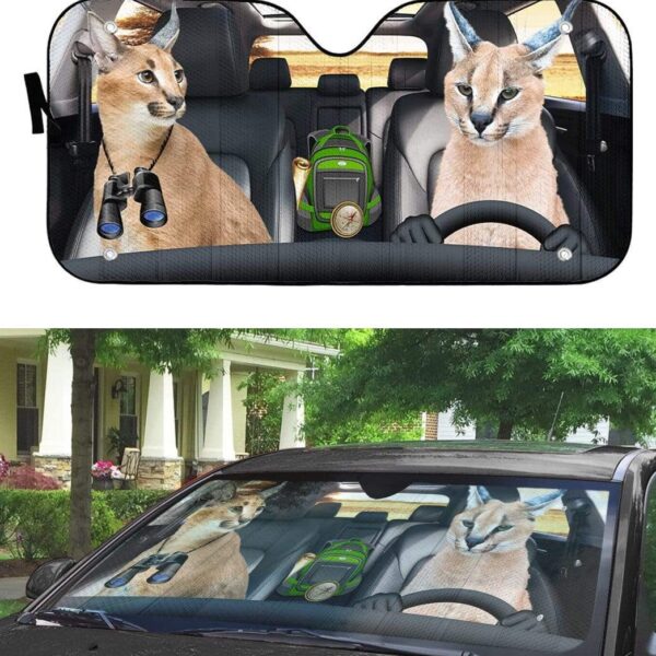 gearhumans 3D Caracal Cat Custom Car Auto Sunshade GW24061 Auto Sunshade