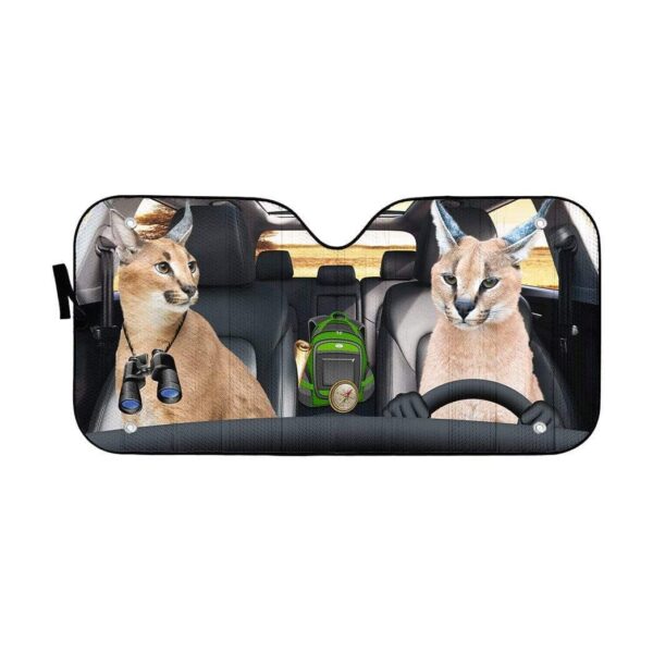 gearhumans 3D Caracal Cat Custom Car Auto Sunshade GW24061 Auto Sunshade 57''x27.5'' 