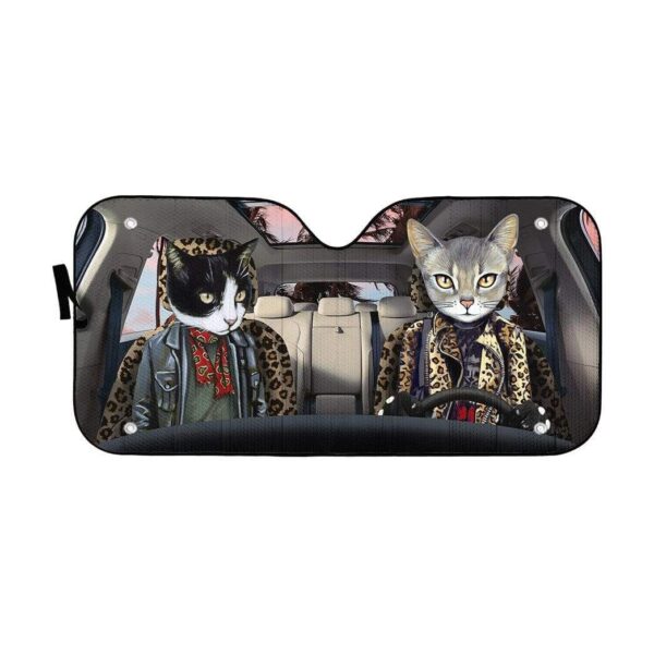 gearhumans 3D Cat Band Custom Car Auto Sunshade GL30069 Auto Sunshade 57''x27.5'' 