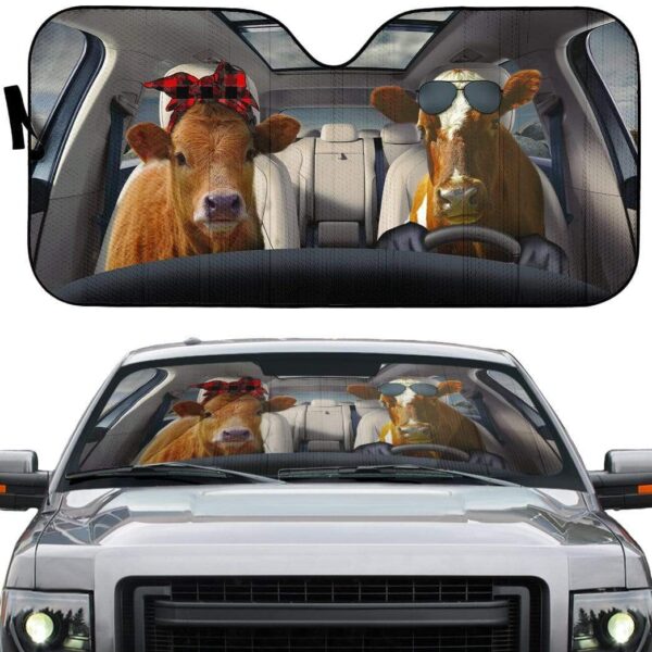 gearhumans 3D Cattle Family Custom Car Auto Sunshade GV07052 Auto Sunshade