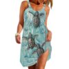 Gearhumans 3D Ceramic Turtle Heading To Sea Custom Sleeveless Beach Dress GS24062131 Beach Dress Beach Dress S